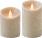 Anna's Collection LED kaarsen/stompkaarsen - set 2x - taupe - H10 en H12,5 cm - bewegende vlam