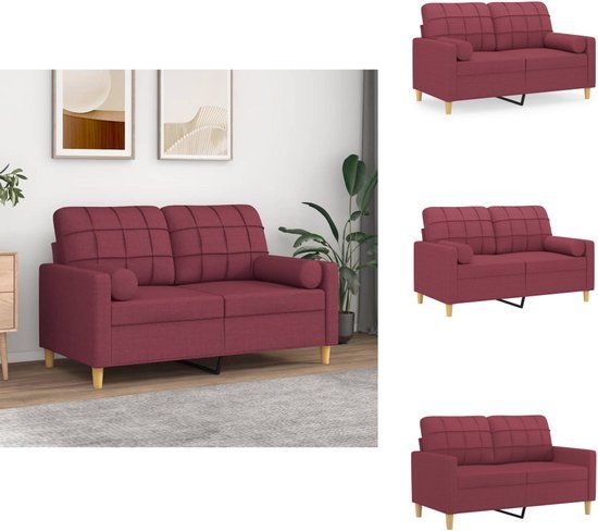 vidaXL Tweezitsbank met sierkussens 120 cm stof wijnrood
