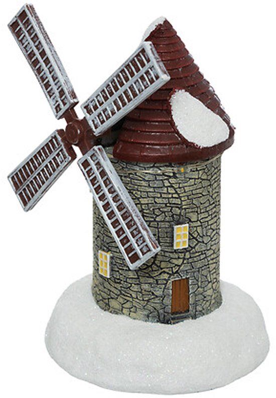 Feeric lights & Christmas Feeric Christmas Kerstdorp kerst tafereel - molen - met beweging en led verlichting - 15 cm