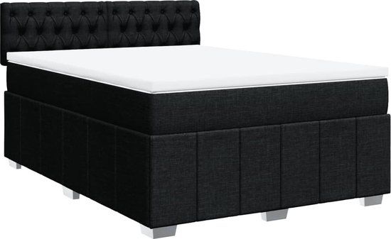 vidaXL Boxspring met matras Zwart 140x200 cm Stof