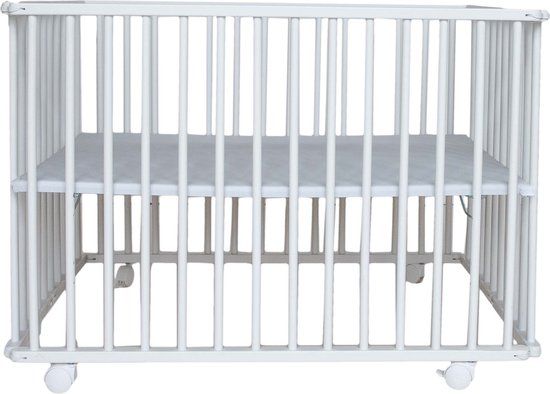 Prénatal Inklapbox Edin - In 3 Hoogtes Verstelbare Baby Box - Kinderbox op Wieltjes - 100 x 75 cm - Wit