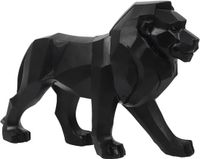 Home Deco Factory Beeldje Leeuw origami stijl - 33 cm - polyresin - zwart