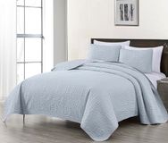 Chezmoi Collection Austin Queen Bedsprei Set 3-delige Pinsonic Gewatteerde Oversized Sprei Coverlet Set, Queen, Zilver