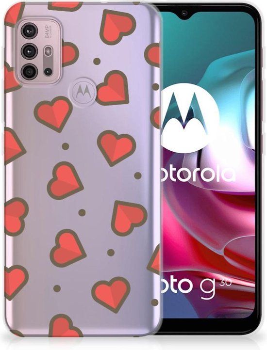Silicone Hoesje Motorola Moto G30 / G10 - Transparant - Hearts
