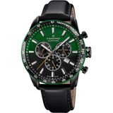 Candino C4759/3 Heren Polshorloge Chronograaf Zwart Groen Leer
