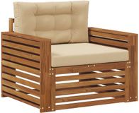 vidaXL Buitensofa Massief Acacia Hout en Polyester Natuurlijk en Beige