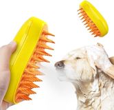 AWR Brosse d'épilation 3-en-1 pour Chat | Brosse à vapeur pour le retrait des poils et du pelage | Brosse à vapeur pour l'épilation des animaux | Pour Chiens & Chats - Jaune