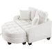 Canapé 2-en-1 avec lit escamotable et pouf de rangement en tissu beige