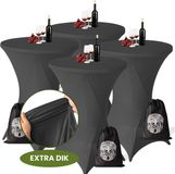 Aventara Statafelrok Grijs x 4 – Ø80-85 x 110 cm – Luxe Extra Dikke Stretch Stof – Inclusief Opbergtas – Kras- en Kreukvrije Statafelhoes – Perfect voor Horeca, Bruiloften en Feesten