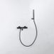 Fortifura Calvi Thermostatische badkraan met staafhanddouche, handdouchehouder en gladde doucheslang - mat zwart