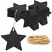 OEM Kerstversieringen, sterrenvorm, zwart, 200 stuks, 30 meter jute touw, 6 cm