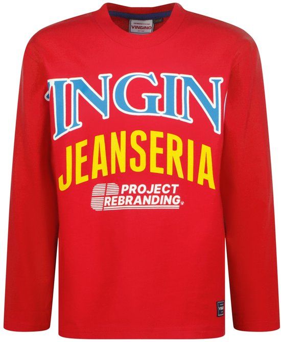 Vingino Host Jongens T-shirt Lange Mouw Ronde Hals Katoen Ribbon Red Maat 164
