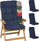 Beautissu Flair HL – Set van 4 Tuinstoelkussens Hoge Rug – 120x50 cm – Blauw