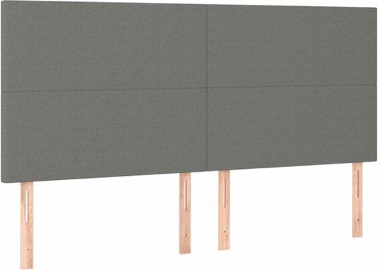 vidaXL Hoofdbord - donkergrijs - 200x5x118/128 cm - Stof