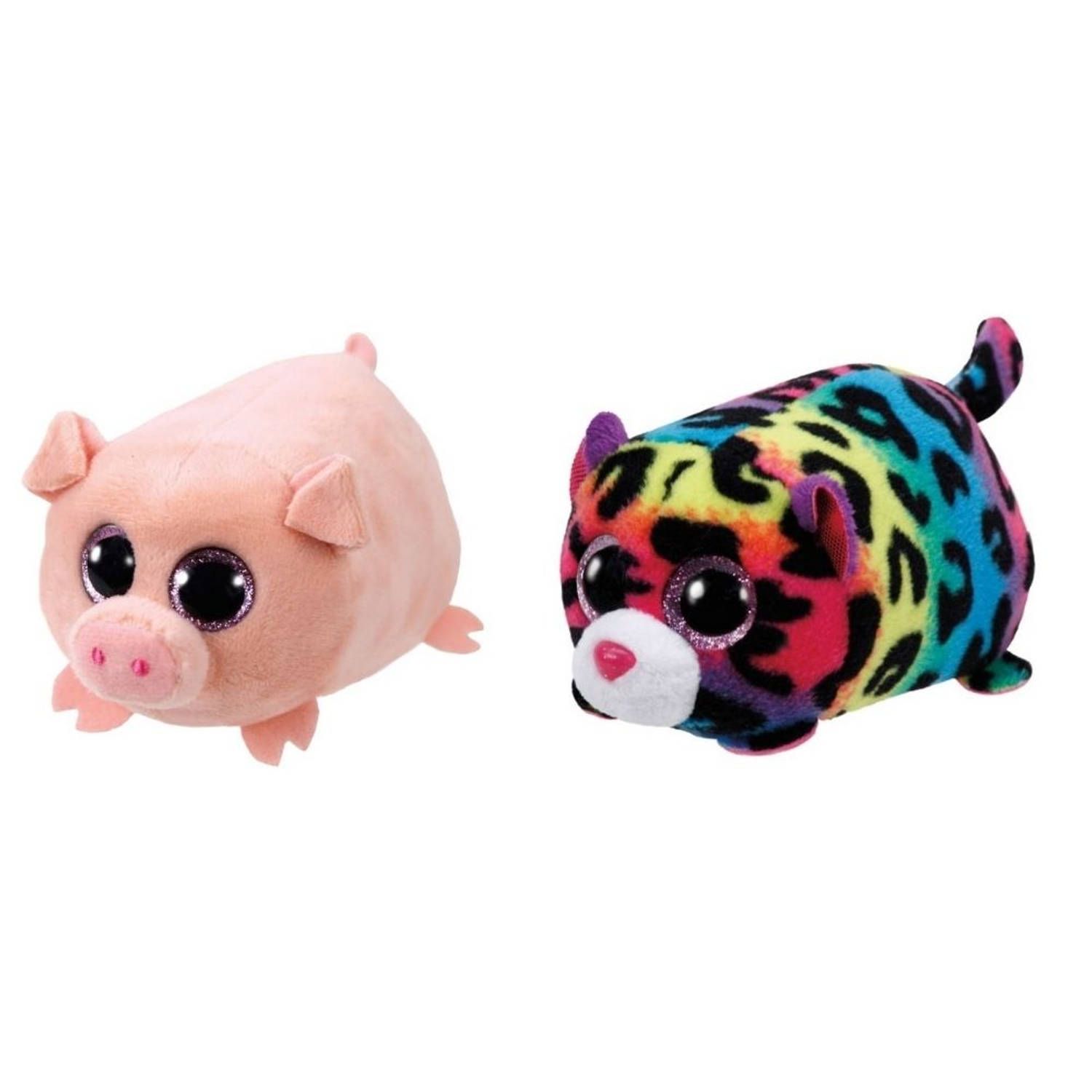 TY - Knuffel - Teeny s - Curly Pig & Jelly Leopard - Meerkleurig