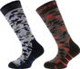 SINNER Kids Ski Socks Camo Double Pack - Brown/Blue - Unisex - Size 23-26