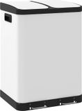 HOMCOM Keukenafvalemmer, 2 x 30 l, Pedaalemmer, 2 Vakken, Wit
