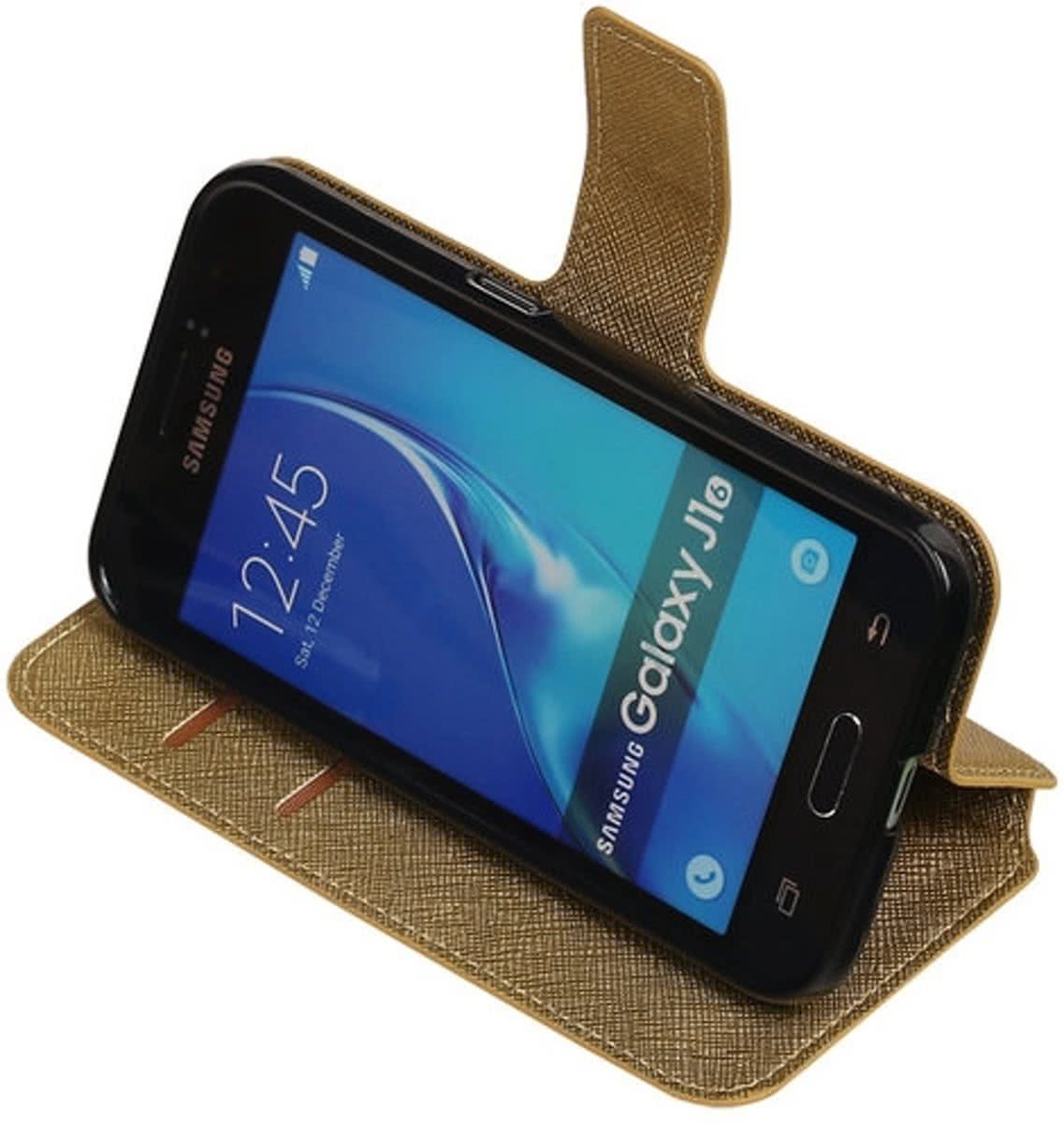 Best Cases Goud Samsung Galaxy J1 2016 TPU wallet case booktype hoesje HM Book