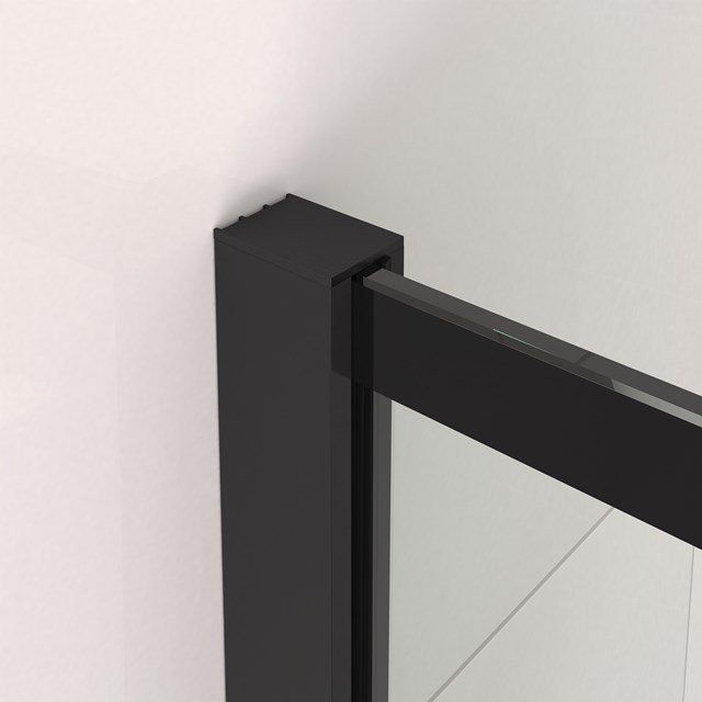 Maxaro Douchecabine Diamond 140x80cm 8mm Helder Veiligheidsglas met Zwarte Strepen Mat Zwart