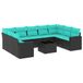 VidaXL 10-delige Loungeset met kussens, polyrattan, zwart