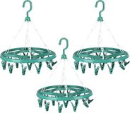 Urban Living Wasgoed droogcarrousel/droogmolen - 3x - 18 clips/knijpers - groen - kunststof - 32 cm