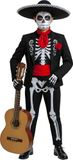 FIESTAS GUIRCA Mexicaans skeletkostuum voor heren, Mariachi van de Dag van de Doden, Halloween-kostuums voor heren, maat tieners, 14-16 jaar