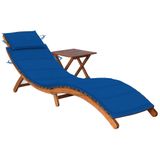 VidaXL Lounge Tuinstoel Gecapitonneerde Zitting Acaciahout Blauw