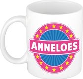 Bellatio Decorations - Anneloes voornaam - koffiemok - beker - wit/roze - 300 ml