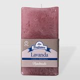 La Briantina Geurkaars in vierkante dweil, brandduur 32 uur, hoogte 10 cm, oude roos, lavendelgeur