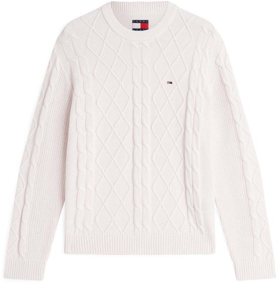 Tommy Jeans TJM Reg Cable Knit Trui L - Wit
