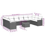 VidaXL 11-delige Loungeset met Kussens Poly Rattan Zwart