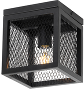 QAZQA IndustriÃ«le plafondlamp zwart - Cage Mesh