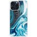 Apple iPhone 15 Marbre bleu paillete Verstevigd hoesje met sublimatie bedrukking