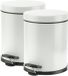 Cosy & Trendy Pedaalemmer - 2x - wit - 5 liter - 24 cm - RVS - Vuilnisbak