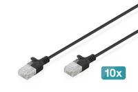 DIGITUS CAT 6 U-UTP Slim patchkabel, Ku, LSZH AWG 32/7, lengte 2 m, zwart, 10 st.