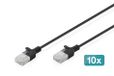 DIGITUS CAT 6 U-UTP Slim patchkabel, Ku, LSZH AWG 32/7, lengte 2 m, zwart, 10 st.