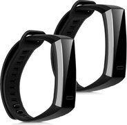 kwmobile 2x horlogeband voor Huawei Band 2 / Band 2 Pro - siliconen band voor fitnesstracker - zwart