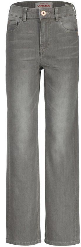 Vingino Catie icon Meisjes Straight leg jeans Light Grey Katoen 72% Polyester 27% Elastaan 1% Maat 170