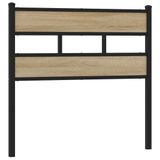 VidaXL Hoofdeind & Voeteind Zwart, Eiken 90 cm IJzer, Hout