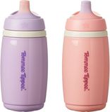 Tommee Tippee Geïsoleerde Active tuitbeker – 2 stuks - 266 ml – lekvrije waterfles voor peuters 12m+ - roze en paars