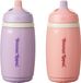 Tommee Tippee Geïsoleerde Active tuitbeker – 2 stuks - 266 ml – lekvrije waterfles voor peuters 12m+ - roze en paars