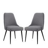 Ball & Cast Gestoffeerde keukenstoelen, set van 2, moderne eetkamer, comfortabele zijstoel met gewatteerde zitting en metalen poten, grijs
