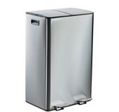 Relaxdays Pedaalemmer 2 vakken - elk 30 liter - afvalscheiding - softclose - zilver