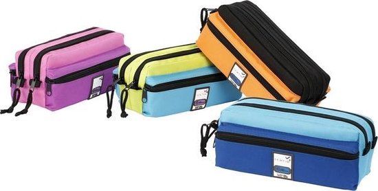Viquel Teknik etui 220x90x90 mm roze, blauw, oranje, groen 4 compartimenten