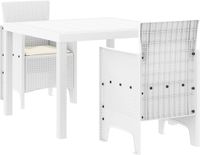 vidaXL Bartafel Set 3-delig Wit Polypropyleen