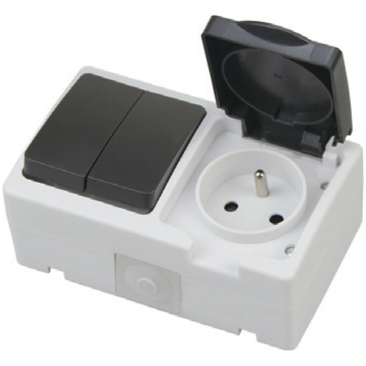 BES LED Buitenstopcontact - Serieschakelaar - Opbouw - Enkel - Geaard - Waterdicht IP54 - Grijs