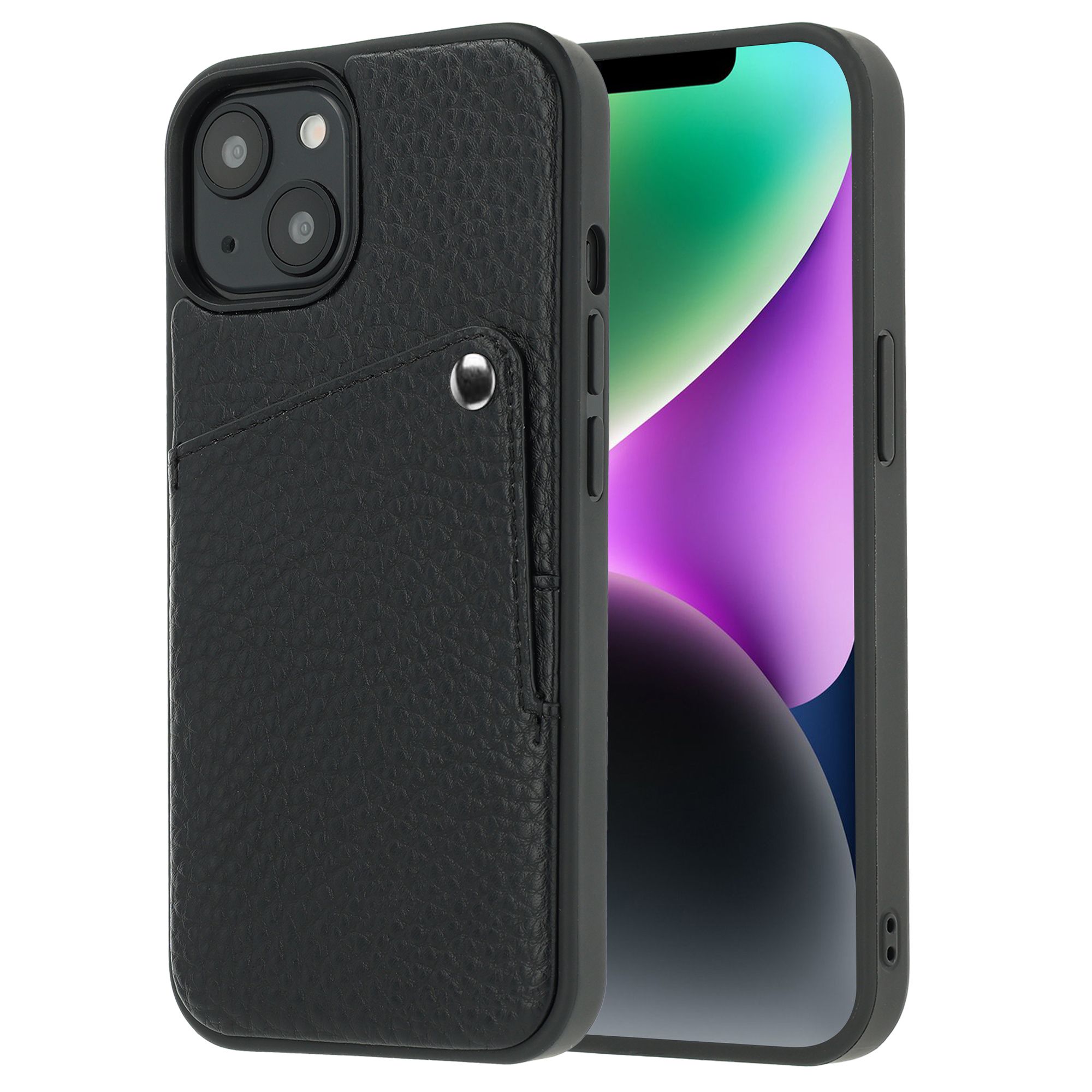 Selencia Riva Backcover met Pashouder Apple iPhone 14 / 13 - Zwart