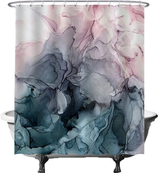 Ulticool Douchegordijn - Pastel Aquarel Abstract Kunst - 180 x 200 cm - Roze