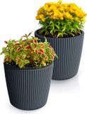 Prosperplast Plantenpot/bloempot Buckingham - 2x - buiten/binnen - antraciet - D17 x H15 cm
