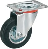 Dörner + Helmer massief rubberen zwenkwiel, 80 mm x 25 mm, draagvermogen 50 kg, plaat 100 mm x 85 mm, velg van plaatstaal, zonder rem